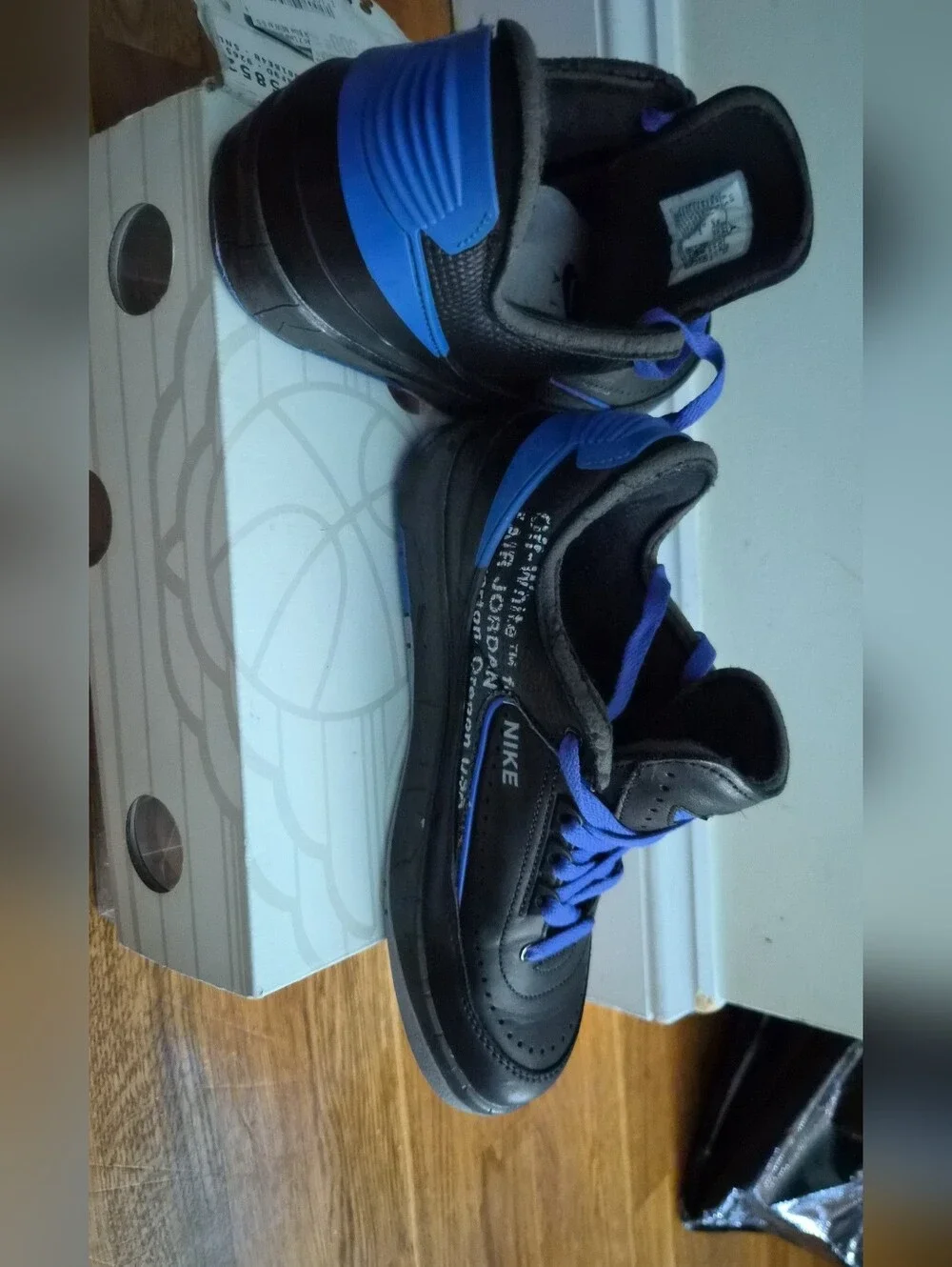 Off-White x Air Jordan 2 Retro Low - Black/Blue - Size 6.5Y - Mint Condition
